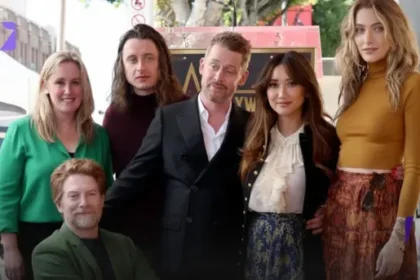 Culkin family photo with siblings and father Kit Culkin, showing the family background of Jennifer Adamson