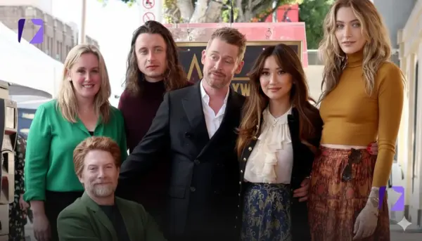 Culkin family photo with siblings and father Kit Culkin, showing the family background of Jennifer Adamson
