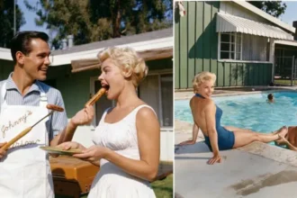 First wife of Johnny Carson, Jody Morrill Wolcott swimming