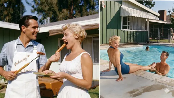 First wife of Johnny Carson, Jody Morrill Wolcott swimming