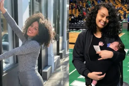 Toriah Lachell holding her baby son, Jayson 'Deuce' Tatum Jr.