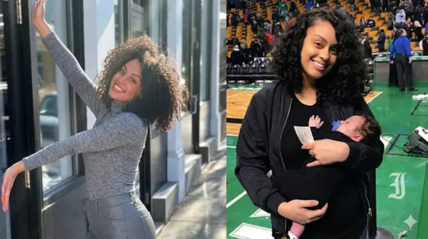 Toriah Lachell holding her baby son, Jayson 'Deuce' Tatum Jr.
